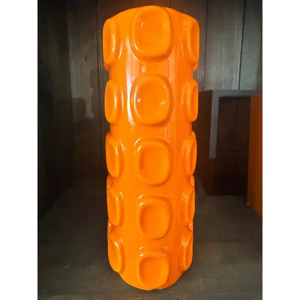Retro Orange Bubble Studded Ceramic Vase 11” Pop Art Summerween Fall Halloween